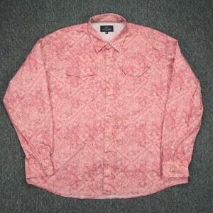 Lucchese Shirt Mens XXL Red Pink Floral Long Sleeve Western Pearl Snap 2XL